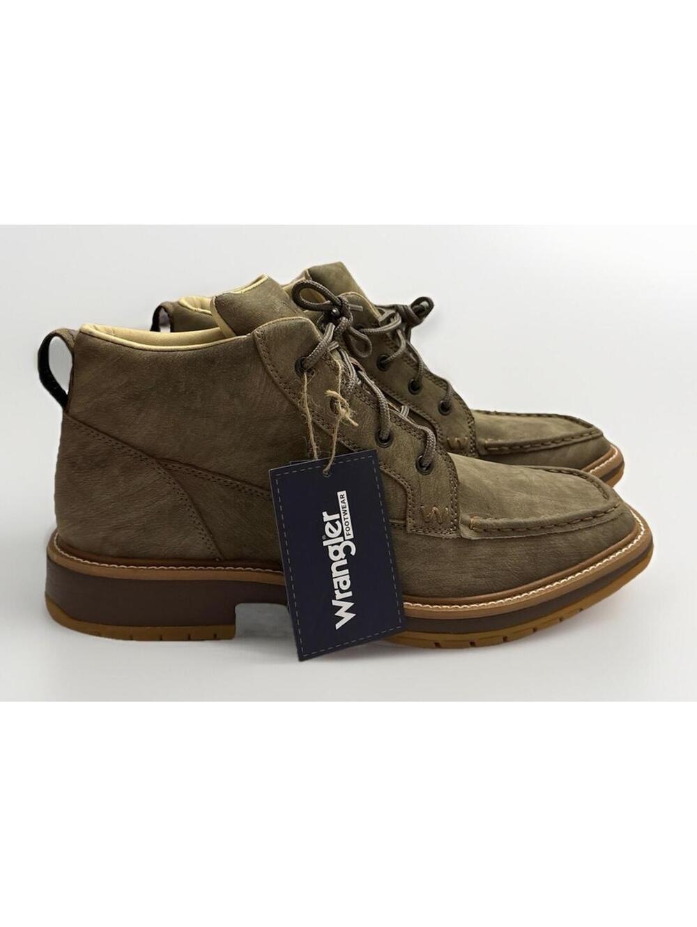 NWT Men’s Wrangler Square Mic Toe Lace Up Casual Boots Tan Size 11